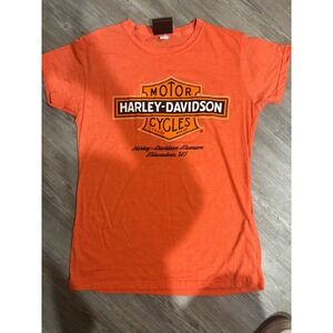 Harley Davidson Museum Milwaukee Orange Graphic T Shirt Women's XXL